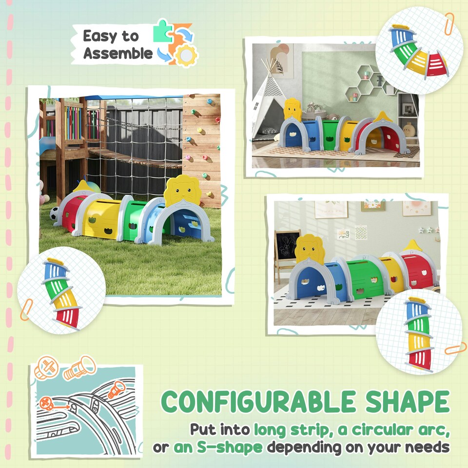 image 1 of AIYAPLAY Kids Play Tunnel for 3-6 Years, Crawl and Climb, Lion Design
