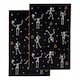 image 1 of Luxury Halloween Hand Towels Pack of 2 - 100% Cotton Spooky Tea Towels Black | Skeletons