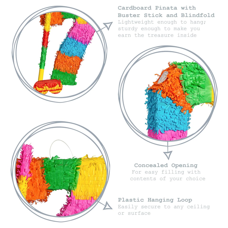 image 1 of Pinatas Number 7 Cardboard Pinata, Stick and Blindfold Set - W35cm x D7.5cm x H50cm - Multi