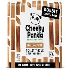 Double-Length Natural Colour ("Unbleached") Bamboo Toilet Paper Brown | Size: 48 Rolls