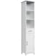 image 1 of kleankin Tall Bathroom Storage Cabinet with 3 Tier Shelf, Cupboard, Drawer, Door, Freestanding Linen Tower, Slim Side Organizer, White