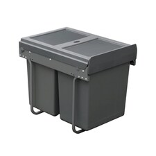FittingsCo, 40 Litre Under Counter Pull Out Waste Bin, 1x20L + 2x10L, Suits 400mm Base Cabinet, Base Mounted