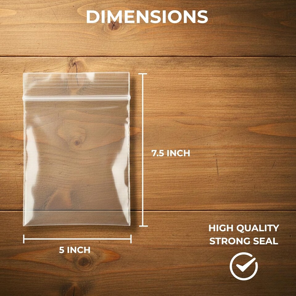 image 1 of 2000 Clear Zip Seal Bags 5x7.5 Inch Resealable Pouches | Clear