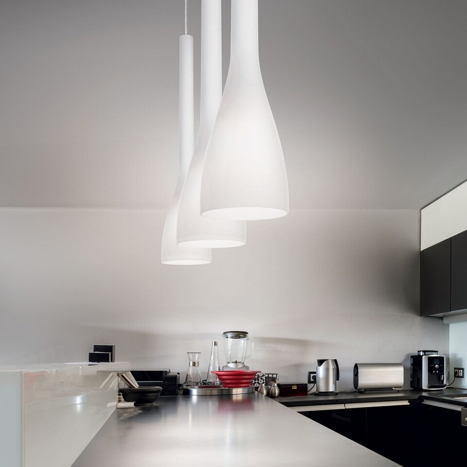 image 1 of Flut 1 Light Large Ceiling Pendant White, E27