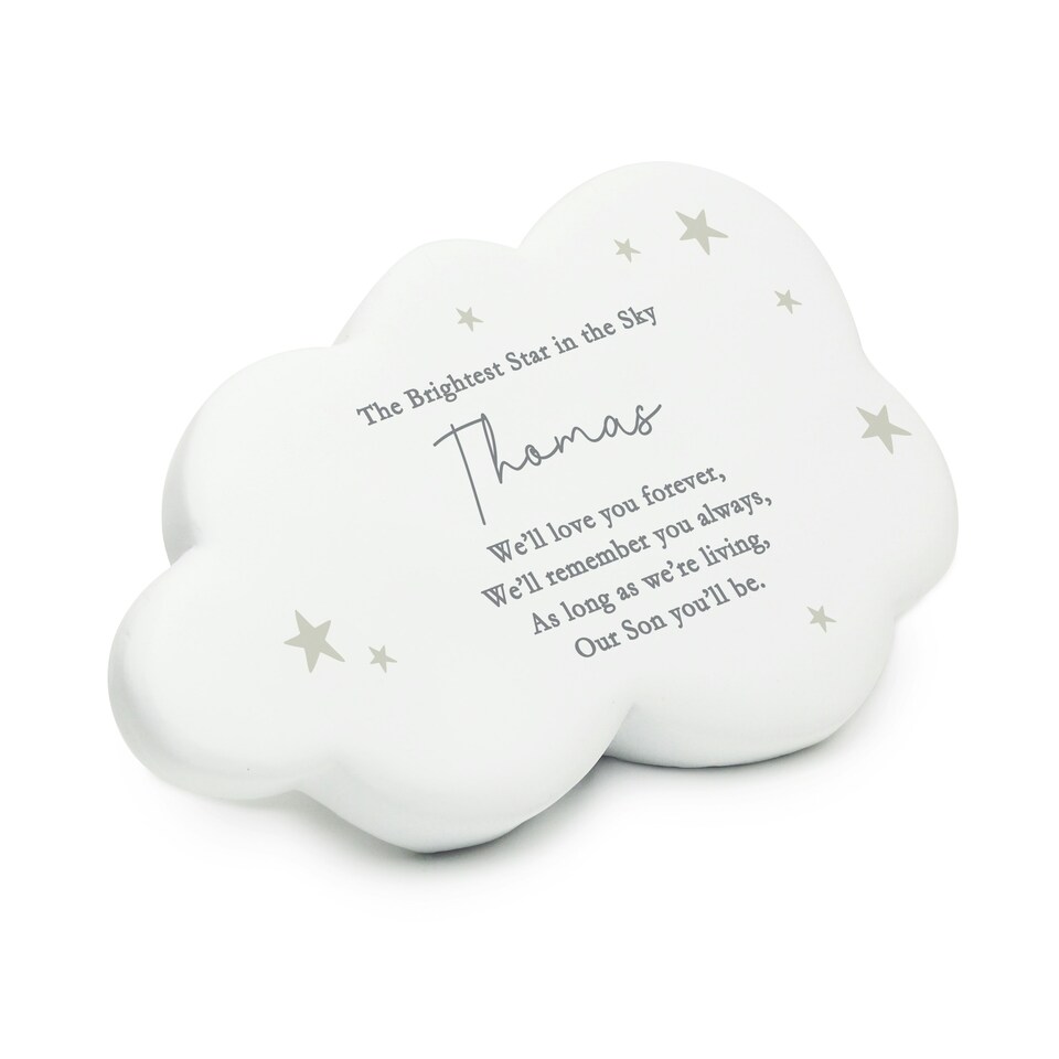 image 1 of Personalised Cloud Resin Memorial Garden Ornament