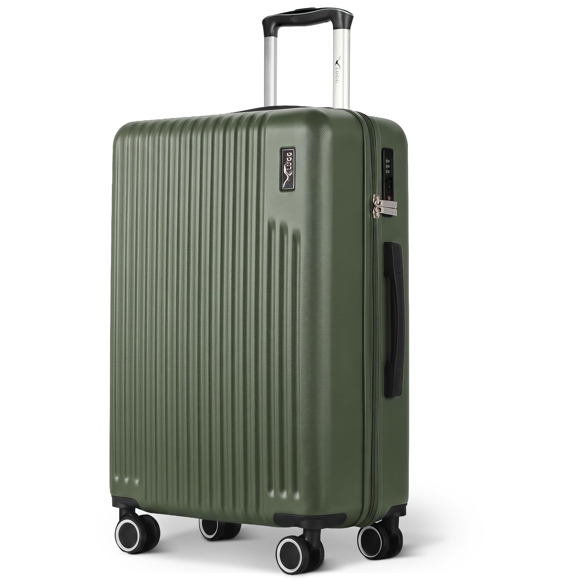 Lugg Vacay 24inch Suitcase, ABS Hard Shell, TSA Lock (66.5 x 25.5 x 44cm) in Dark Green | Size: 66.5 x 25.5 x 44 cm