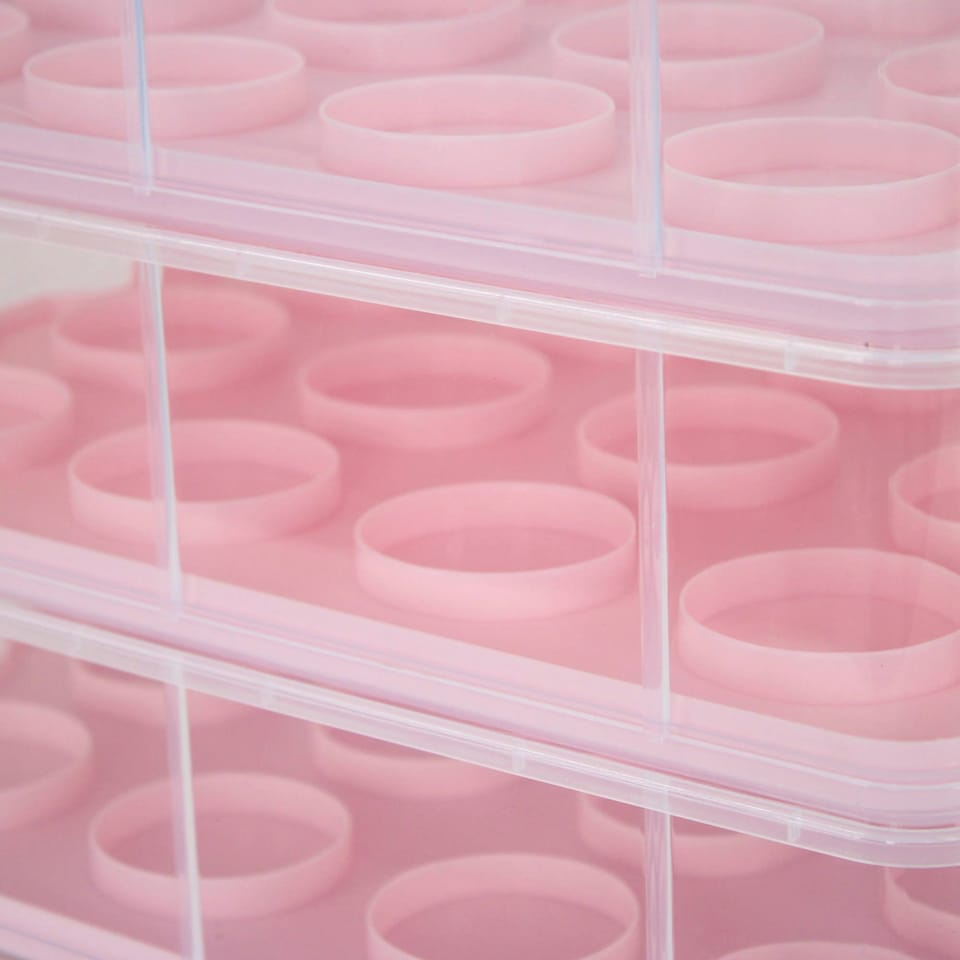 image 1 of Oypla Pink 3 Tier 36 Cupcake Plastic Carrier Holder Storage Container Pink