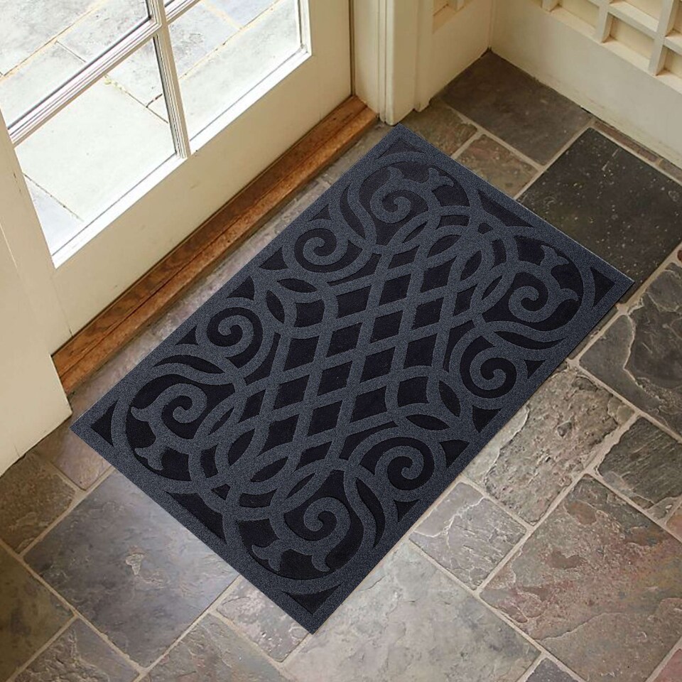 image 1 of Nicoman Victorian Style Rubber Door Mat Grey 75 x 44cm