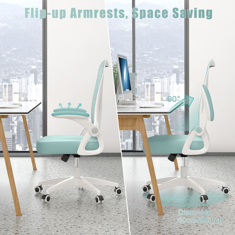 image 1 of Rattantree Ergonomic Office Chair with Flip Up Armrests & Lumbar Support