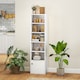 image 8 of HOMCOM Tall Bookcase, 6-Tier Narrow Bookshelf with 3 Adjustable Shelves and Cupboard, Modern Freestanding Shelving Unit for Living Room, Home Office, White