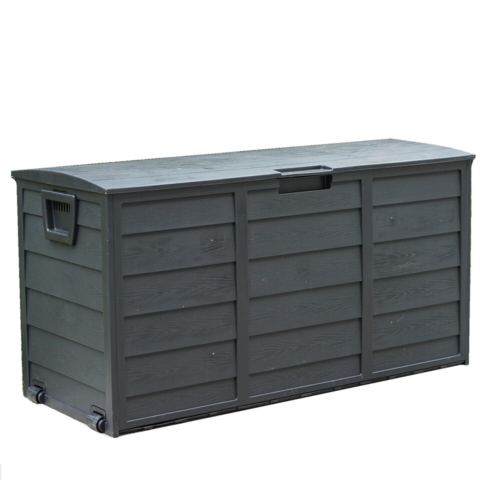 image 1 of Gr8 Garden Black 300L Plastic Storage Box Garden Outdoor Shed Utility Cushion Chest Truck