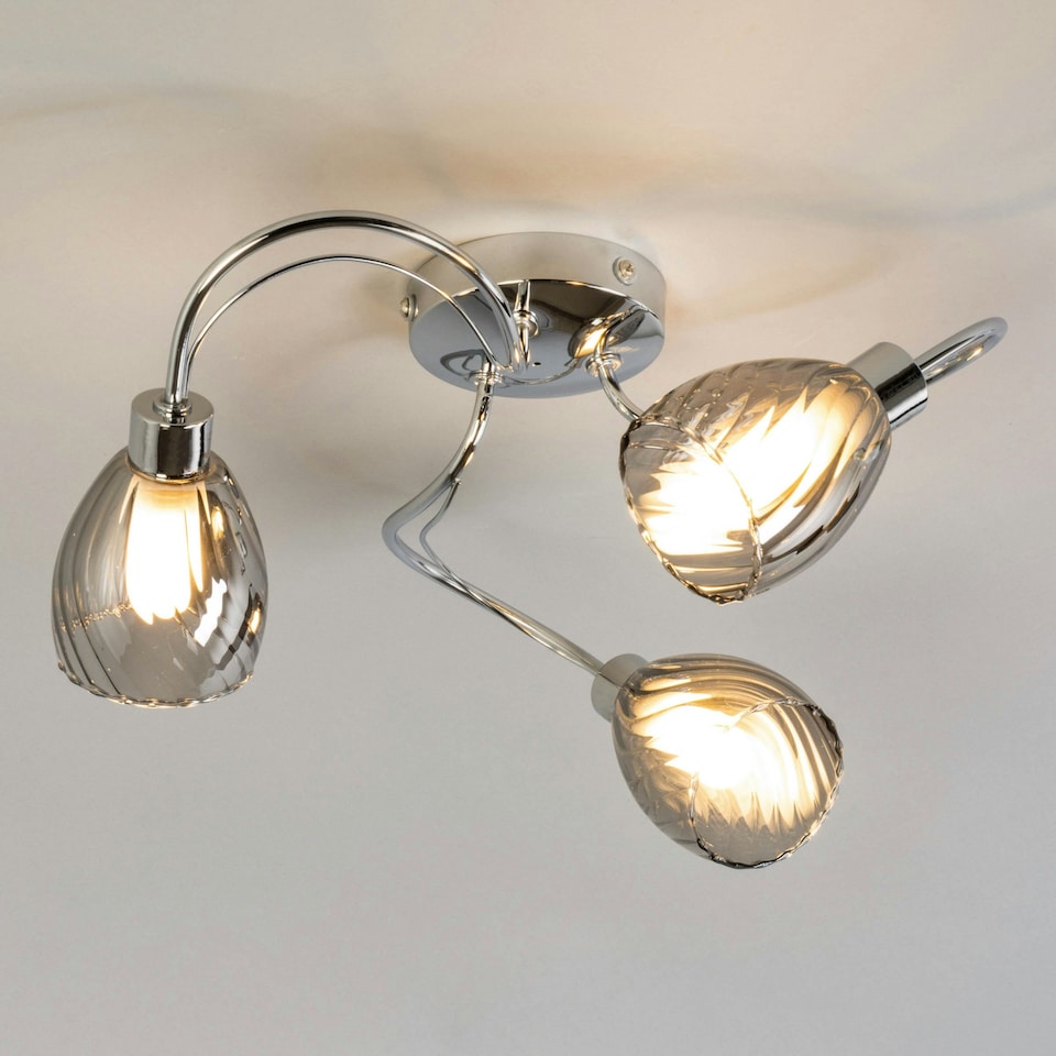 image 1 of BHS Arya 3 Light Flush Bathroom Ceiling Light | Silver | Chrome | 1