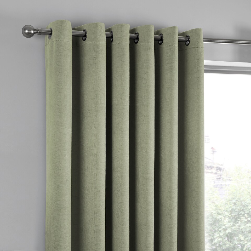 image 1 of Fusion Strata Eyelet Curtains Green