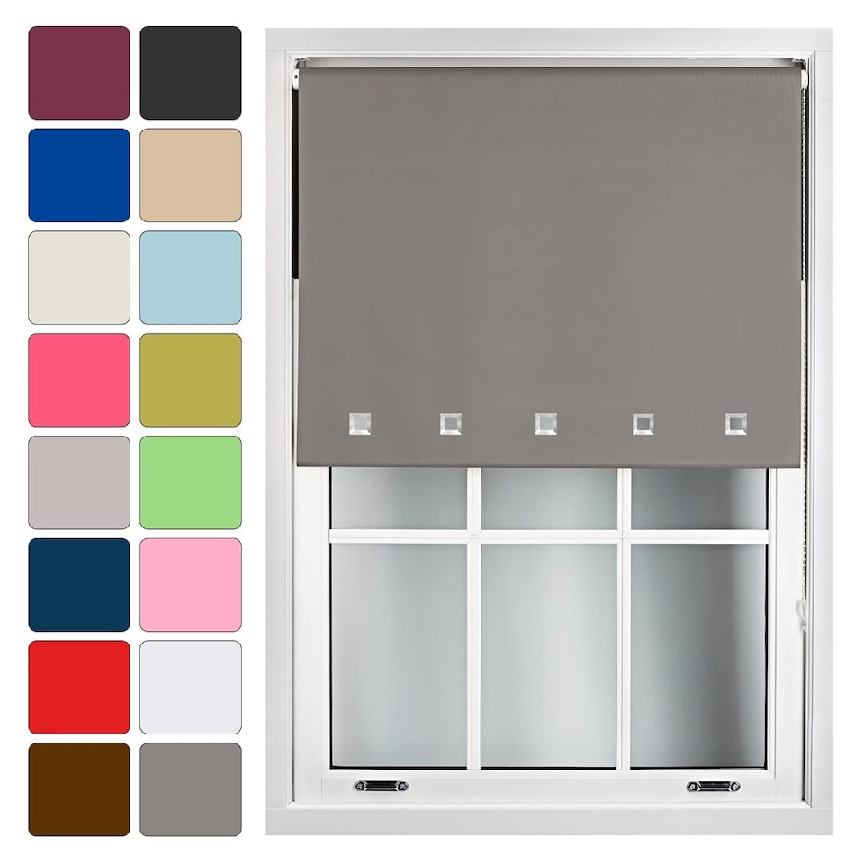 image 1 of Cut to Size Blackout Roller Blind with Square Eyelets | Custom Fit Window Blind by Furnished