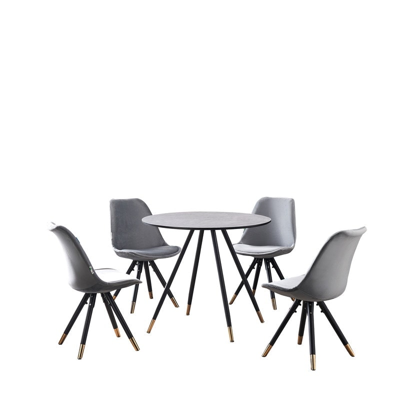 Sofia Dorchester LUX Dining Set â Sleek Grey Dining Table with Set of 4 Chairs, Modern Elegant Design for Stylish Dining Rooms Grey Light Grey