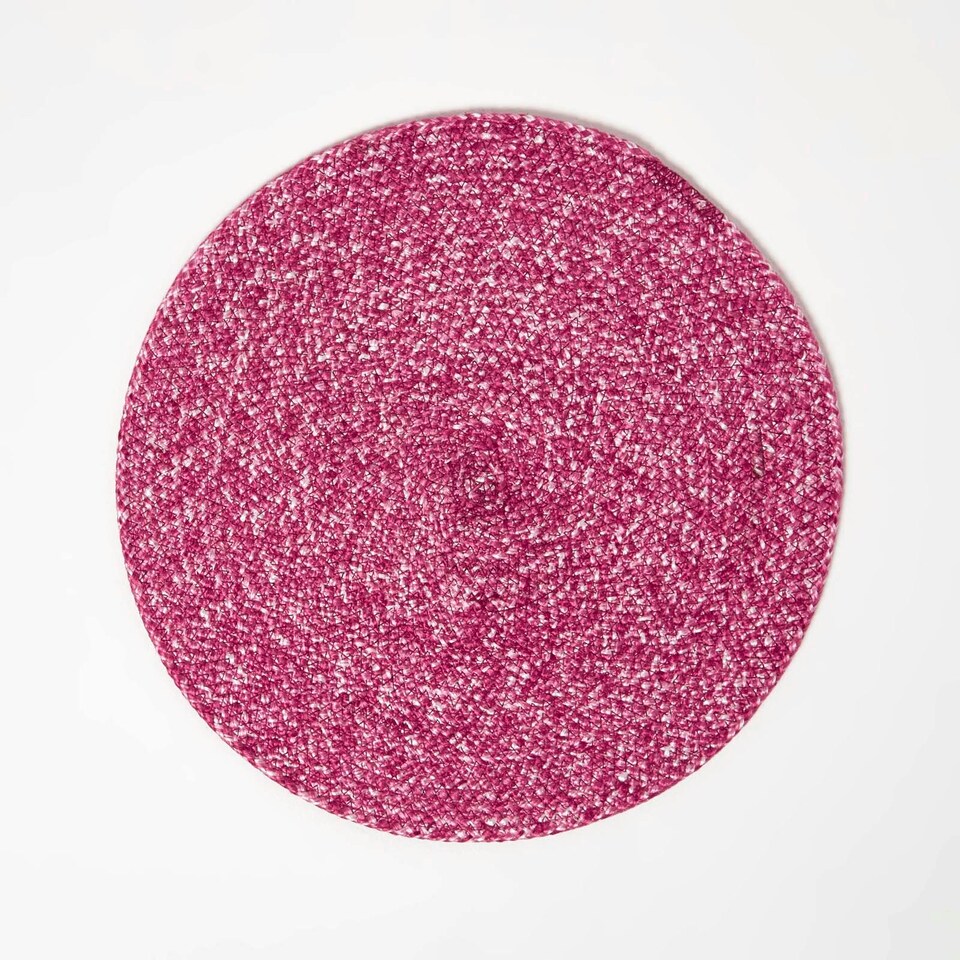 image 1 of Homescapes Pink Handwoven Round Placemats Set of 4 Pink
