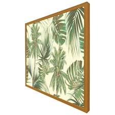 Tropical leaves on yellow (Picture Frame) Brown | Oak | XL