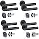image 1 of Golden Grace 4 Sets Knurled T-Bar Door Handles in Matt Black Finish with Latch and Ball Bearing Hinges Black