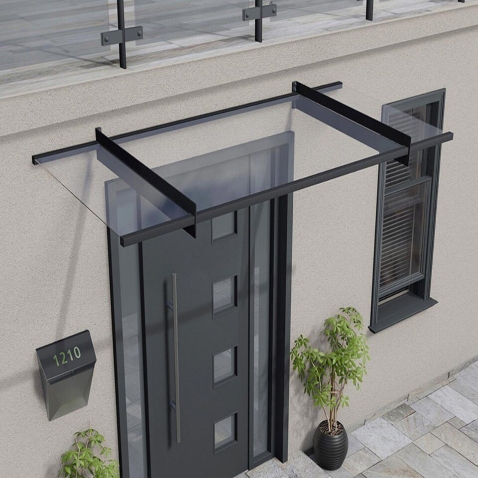 image 1 of Patio Cover Nancy Door Awning Canopy Nancy 2050 Clear - Acrylic - L205.5 x W94 x H14 cm - Grey Grey