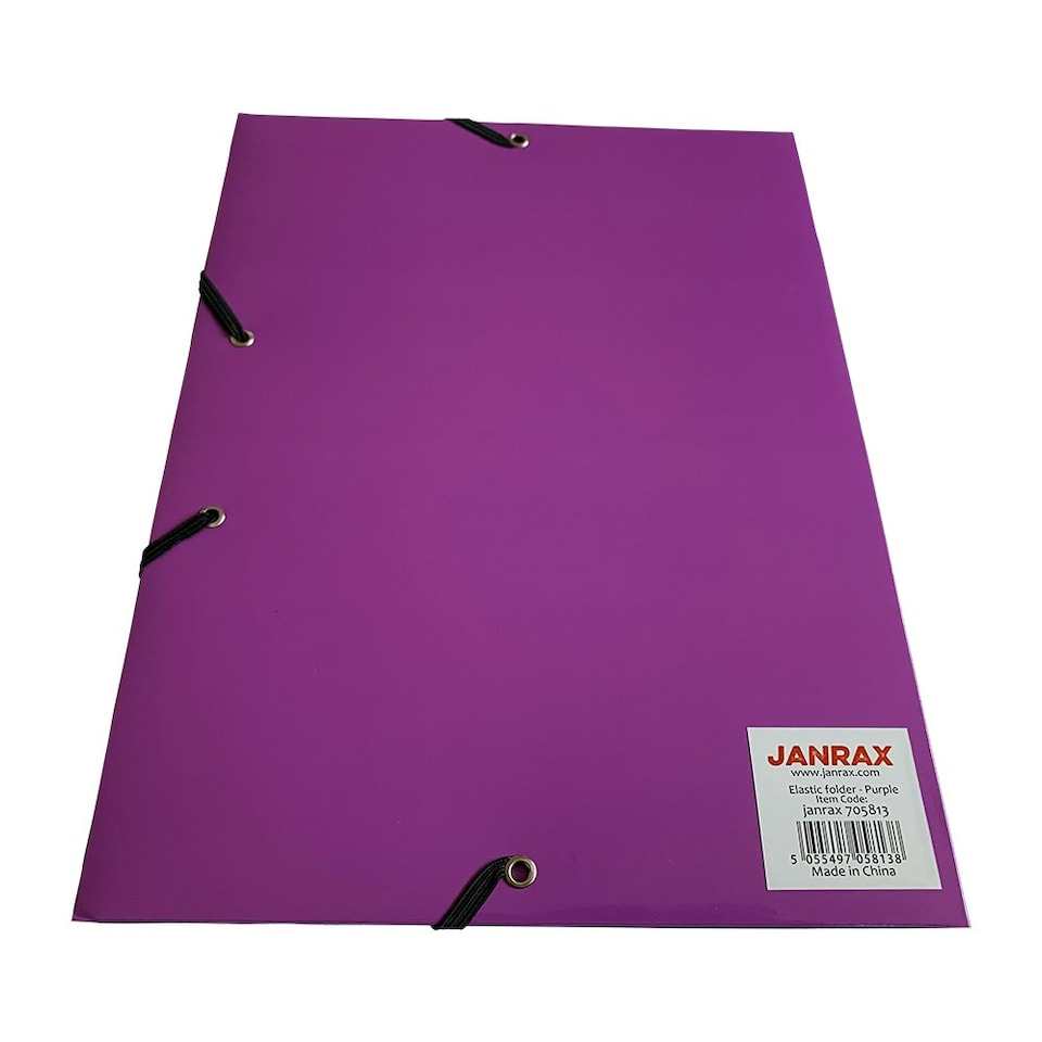 image 1 of Janrax A4 Purple Laminated Card 3 Flap Folder with Elastic Closure