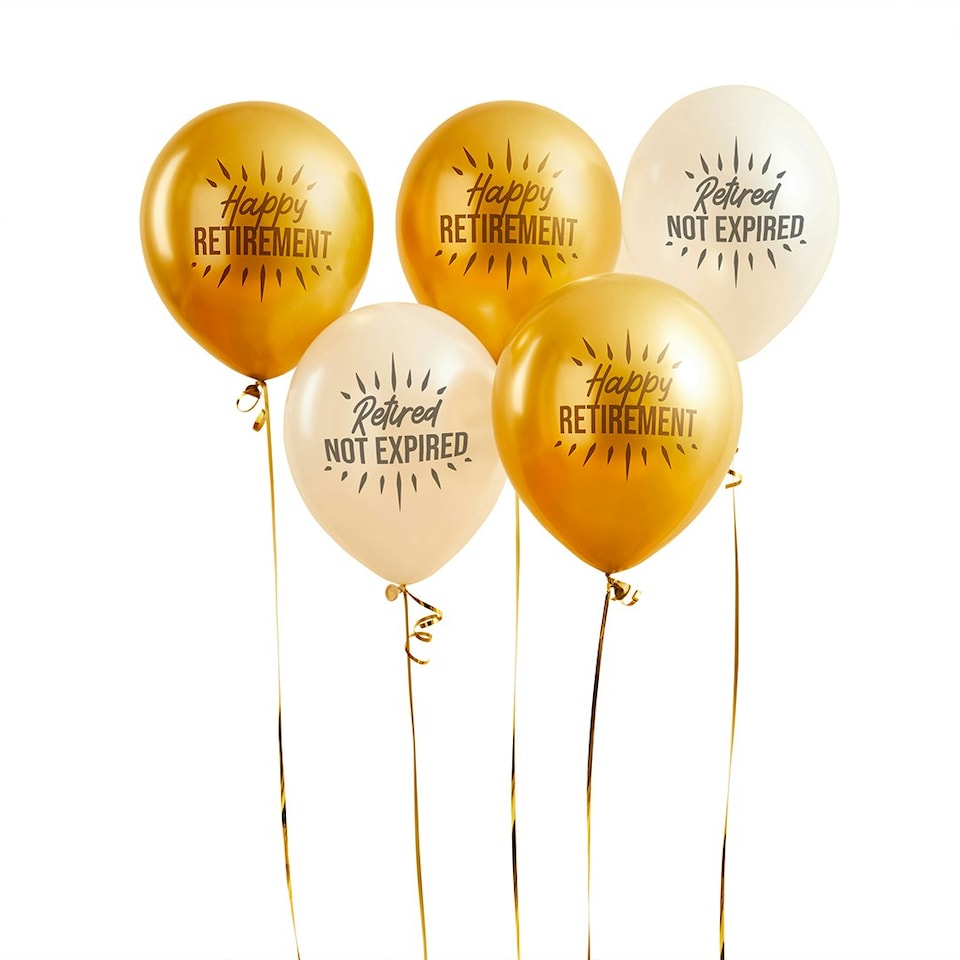 image 1 of Happy Retirement 12" Latex Balloons - Pack of 5