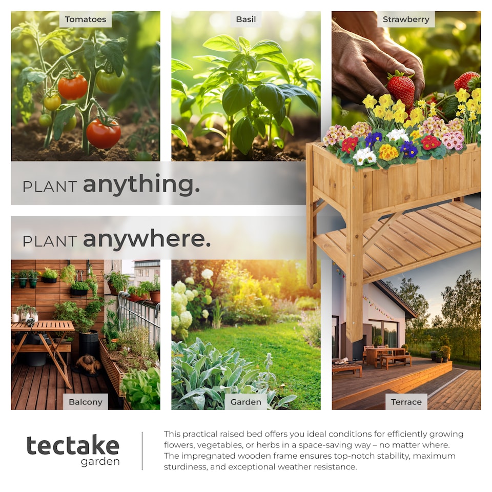 image 1 of Raised bed with shelf - 119 x 57 x 90cm