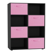 8-Cube Shelving Unit With Non Woven Inserts | Black | Black & Light Pink | 1