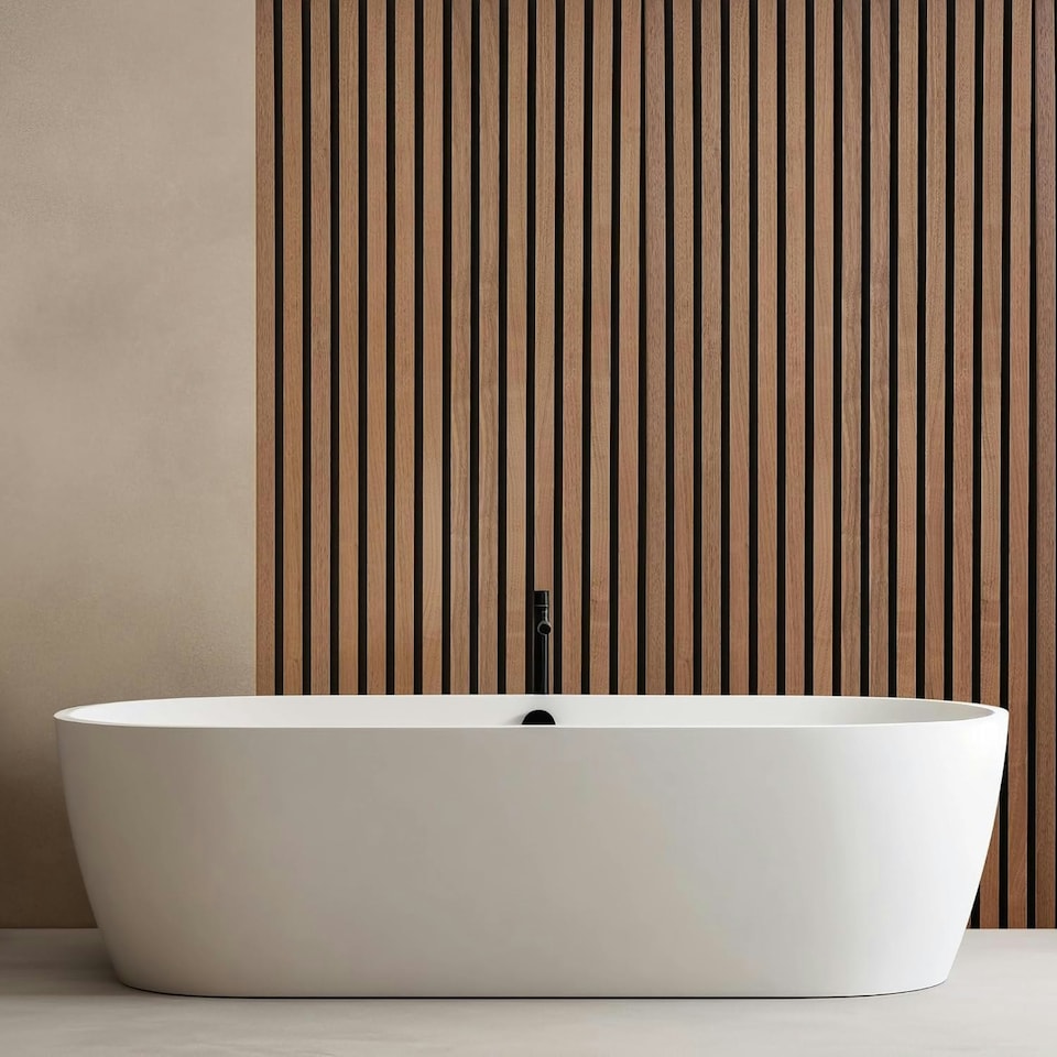 image 1 of Acoustic Wooden Wall Panelling Walnut 300cm