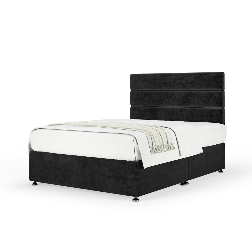 image 1 of Ortho Classic Orthopaedic Silver Plush Velvet Divan Set And Milan Headboard King Size