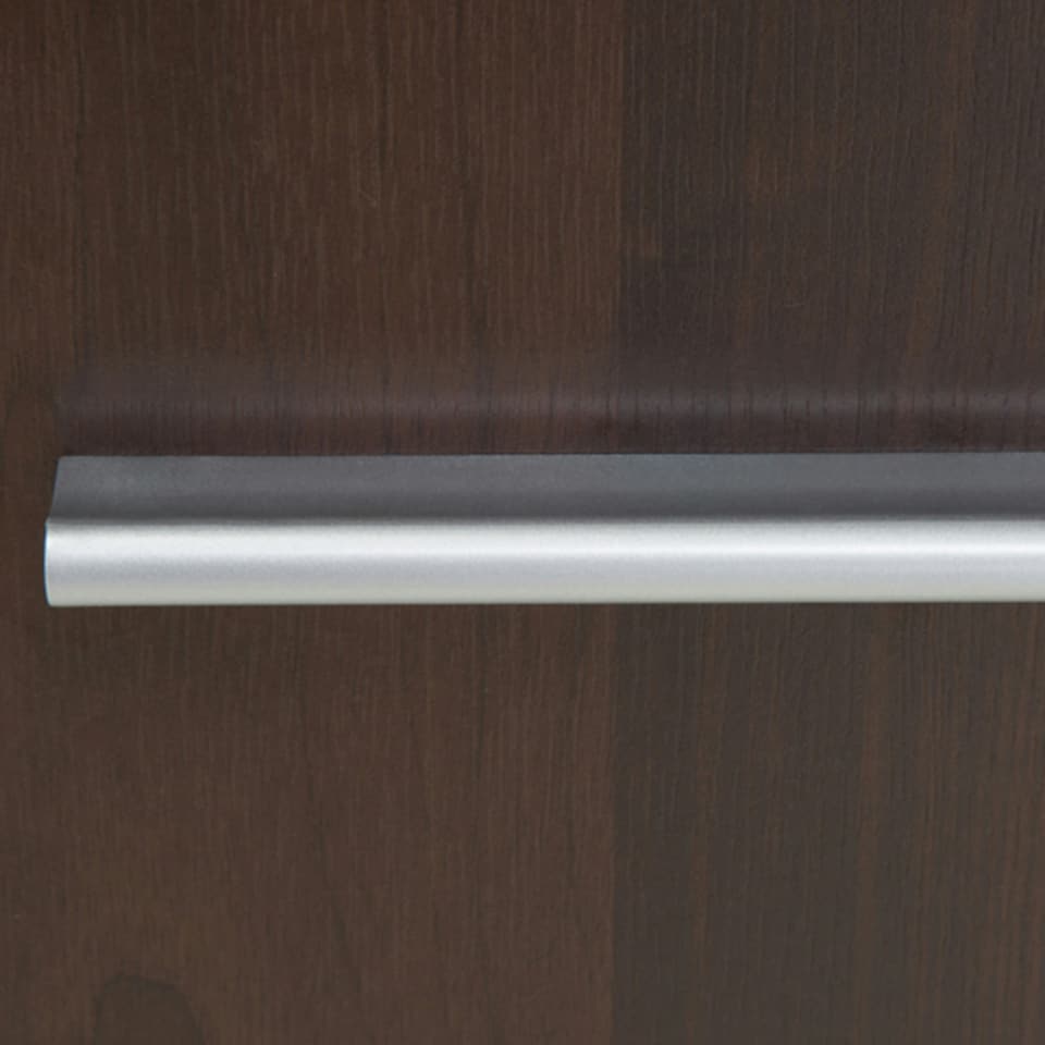 image 1 of Imperial 2 Door 3 Drawer Glazed Display Cabinet in Dark Mahogany Melamine