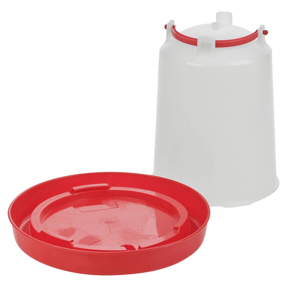 image 1 of 3L Chicken Drinker Feeder Poultry Quails Bird Hen Duck Water Large Red with Handle