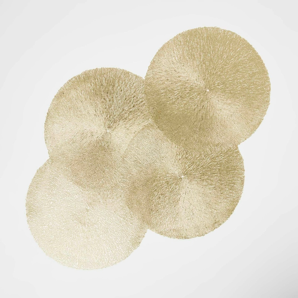 image 1 of Homescapes Set of 4 Round Decorative Gold Placemats