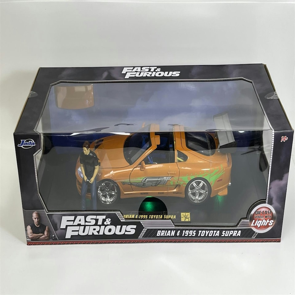 image 1 of Fast and Furious 1995 Toyota Supra Lights Up Brian Figure 1:18 Jada 31139