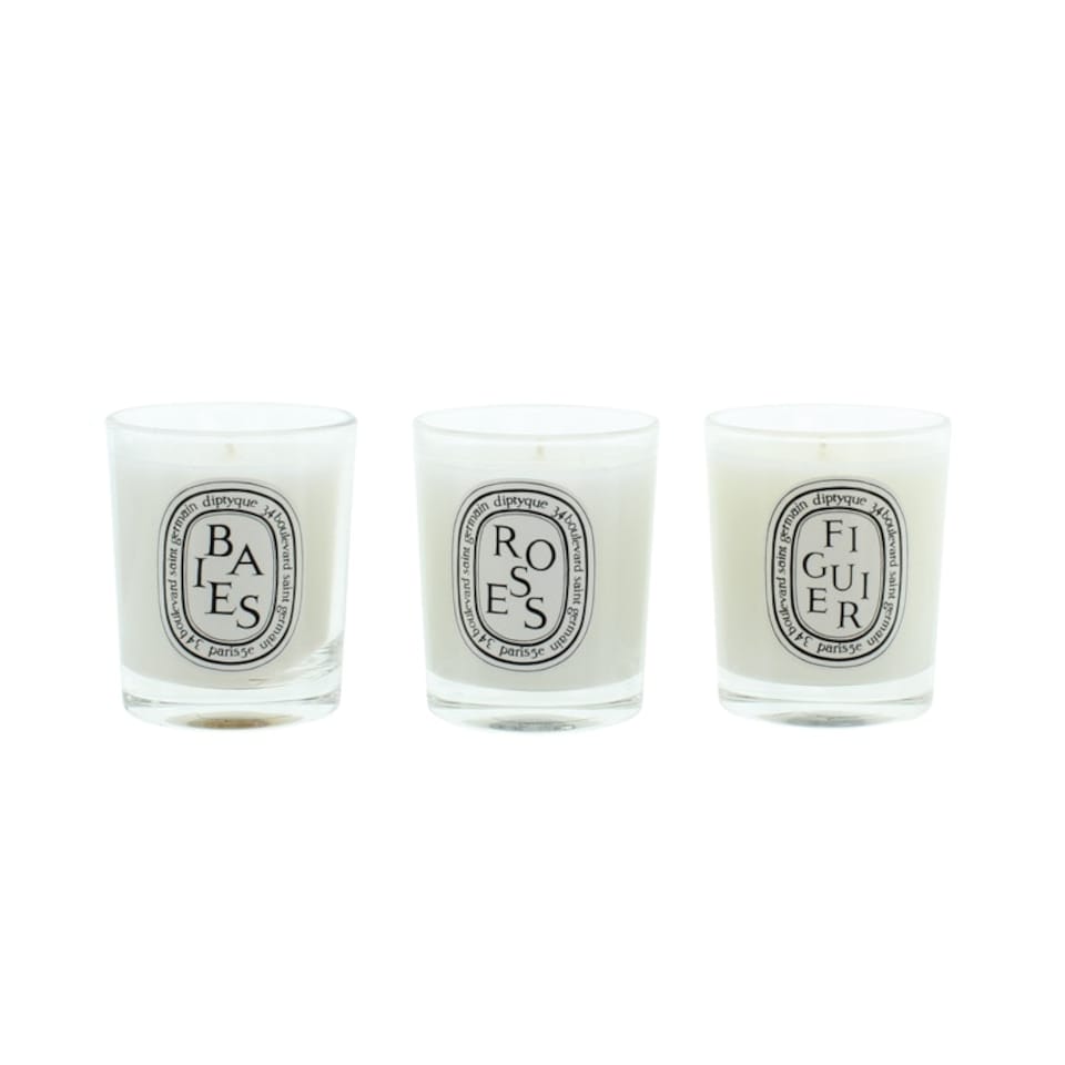 image 1 of Diptyque Set Of Three 3 x 70g Scented Candles Baies Roses Figuier Set N/A