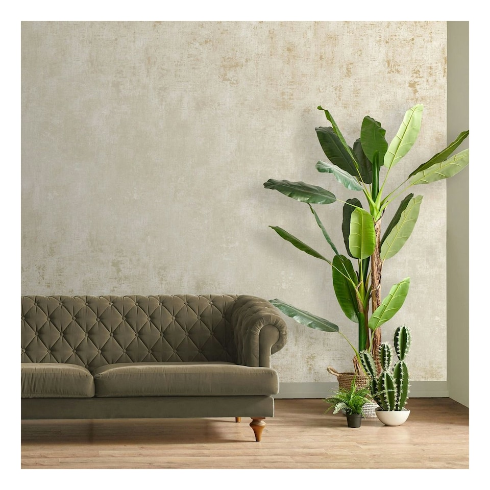 image 1 of World of Wallpaper Industrial Concrete Effect Textured Wallpaper - Cream/Gold - 10.05m x 0.53m | Cream
