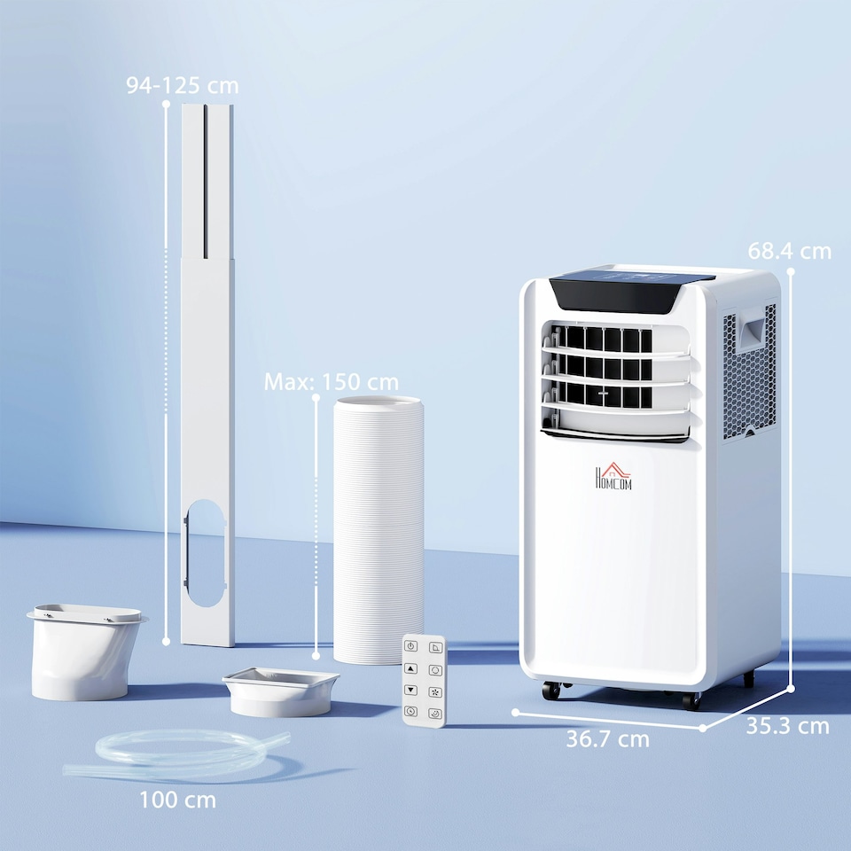image 1 of HOMCOM 10000 BTU Mobile Portable Air Conditioner Room Ac Unit w/ RC, White