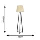 image 3 of ValueLights Lottie Black Wood Tripod Floor Lamp with Beige Fabric Tapered Shade
