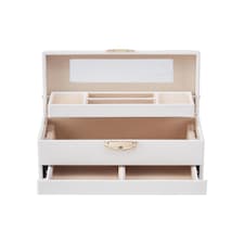 Living and Home Lockable Jewellery Storage Box with Drawer-White | White