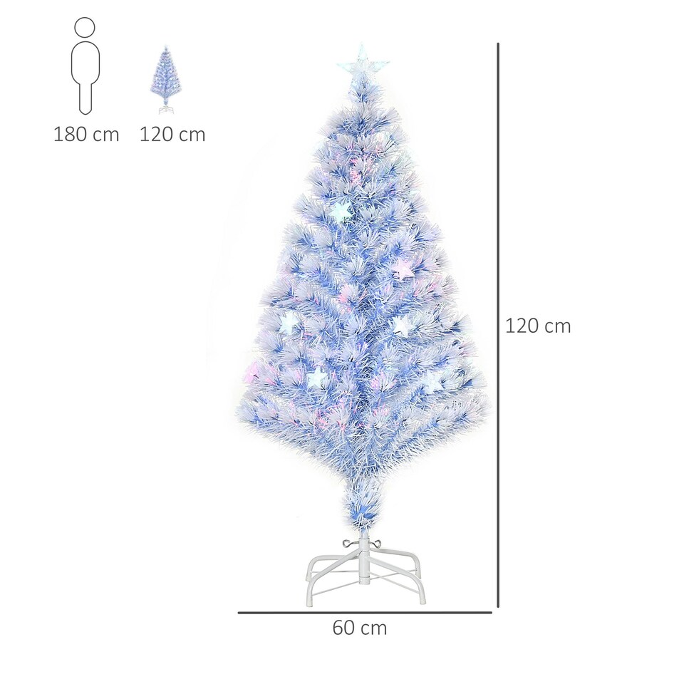image 1 of HOMCOM Artificial Fibre Optic Christmas Tree Seasonal Decoration w/ 16 LED
