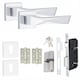 image 1 of Golden Grace Modern Aura Euro Lock Door Handles in Polished Chrome Finish with 70mm Key, Key Barrell and Ball Bearing Hinges Chrome