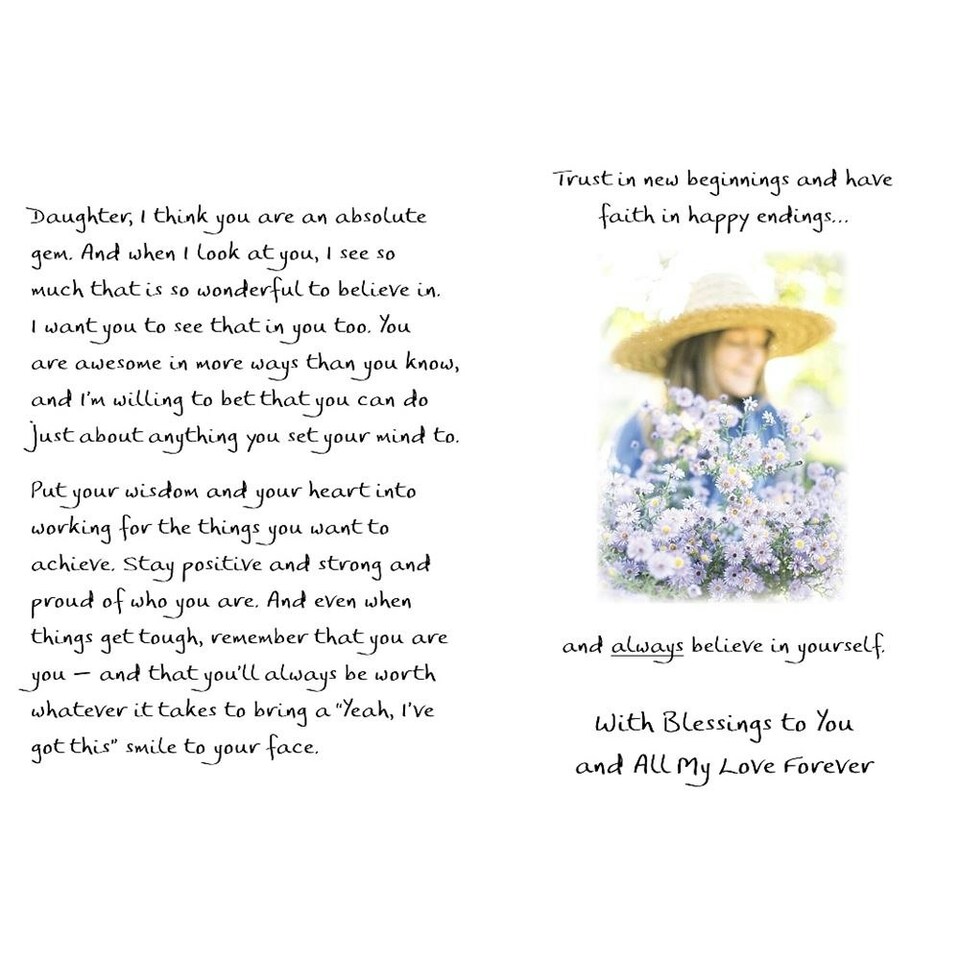 image 1 of For You Daughter Heartfelt Sentimental Verses Keepsake Greeting Card