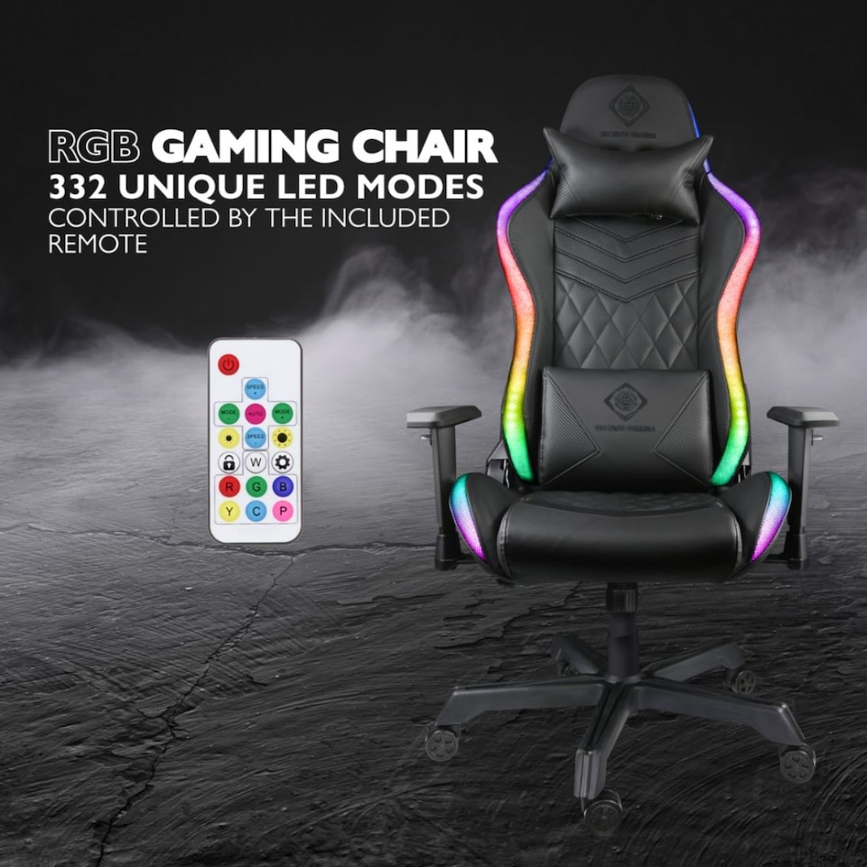 image 1 of Deltaco Gaming DC410 RGB Gaming Chair with RGB Lighting - Black