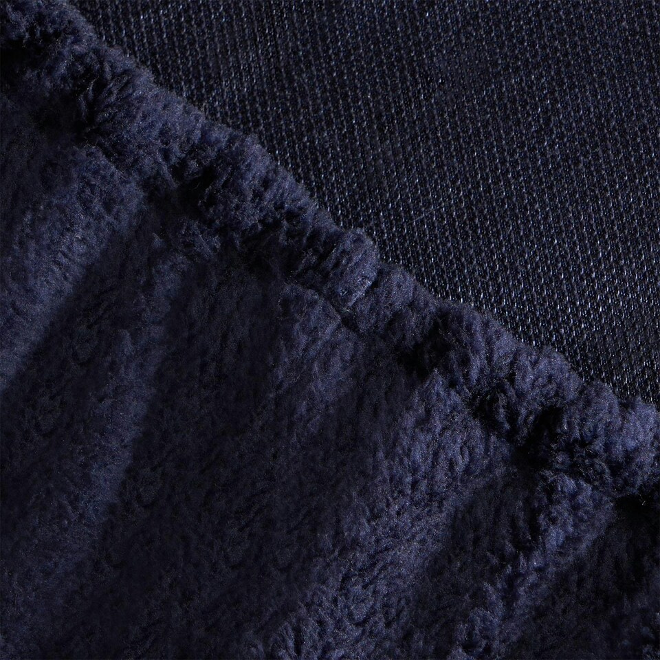 image 1 of OHS Reversible Soft Teddy Fleece Duvet Cover and Pillowcase Bedding Set, King - Navy Blue/Grey