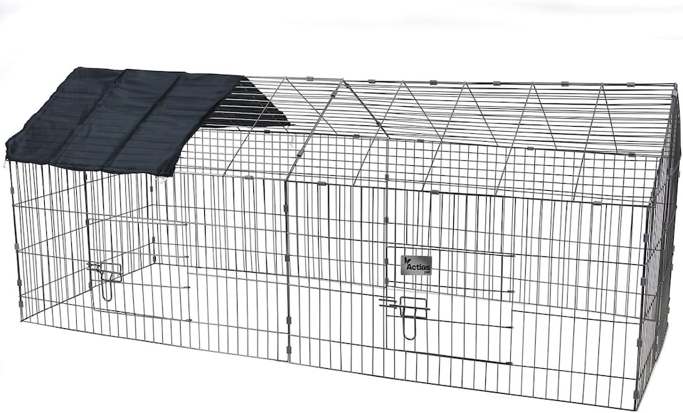 image 1 of Actiaspet - Grey Metal Pet Run with Gabled Roof and Sunshade | 180 x 75 x 75cm