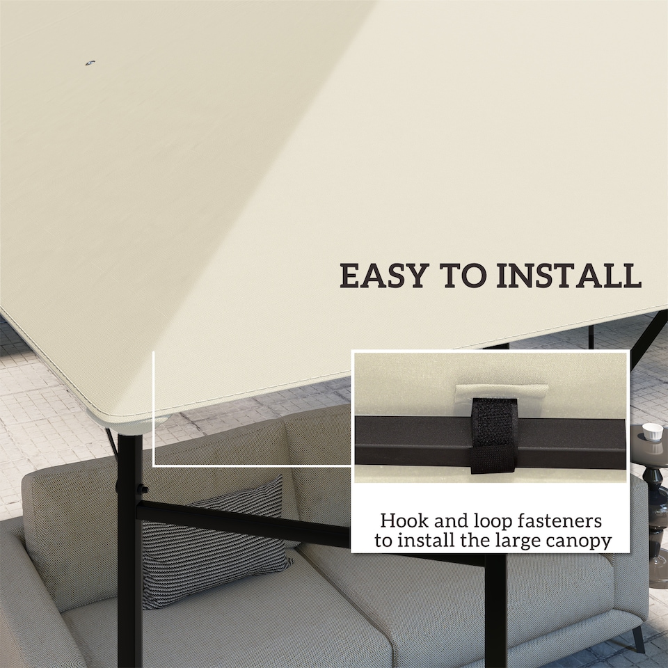 image 1 of Outsunny 3 x 3(m) Gazebo Canopy Replacement Cover, UPF30+, Cream White