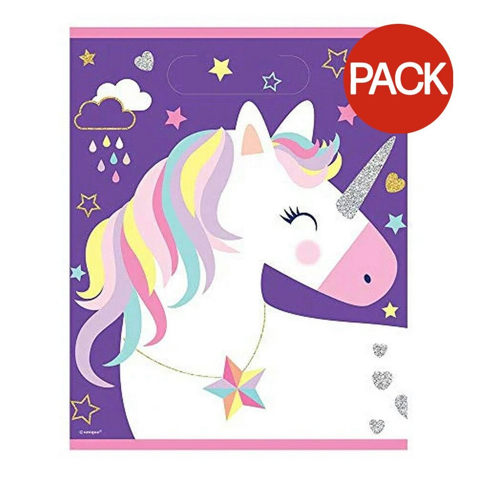 image 1 of Unique Party Unicorn Party Bags (Pack of 8) - Purple/White - One Size Purple