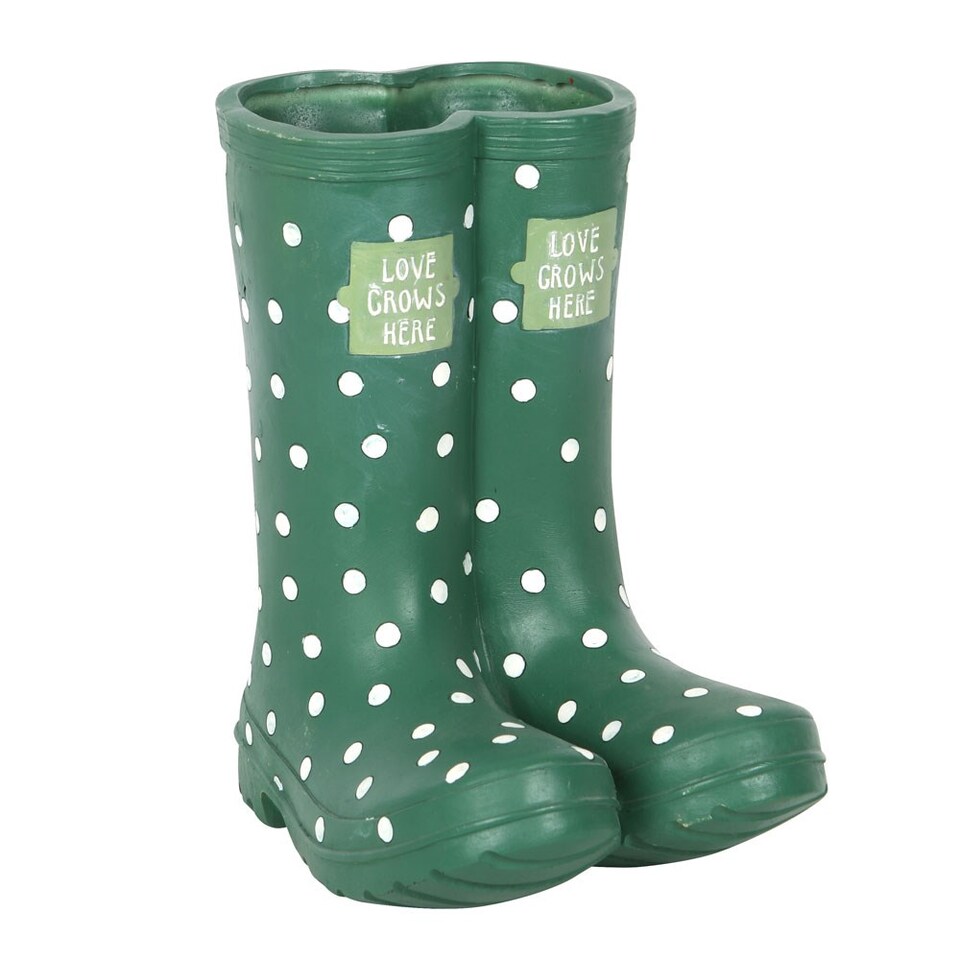 image 1 of Something Different Wellington Boots Planter | Green | Dark Green | One Size | 1