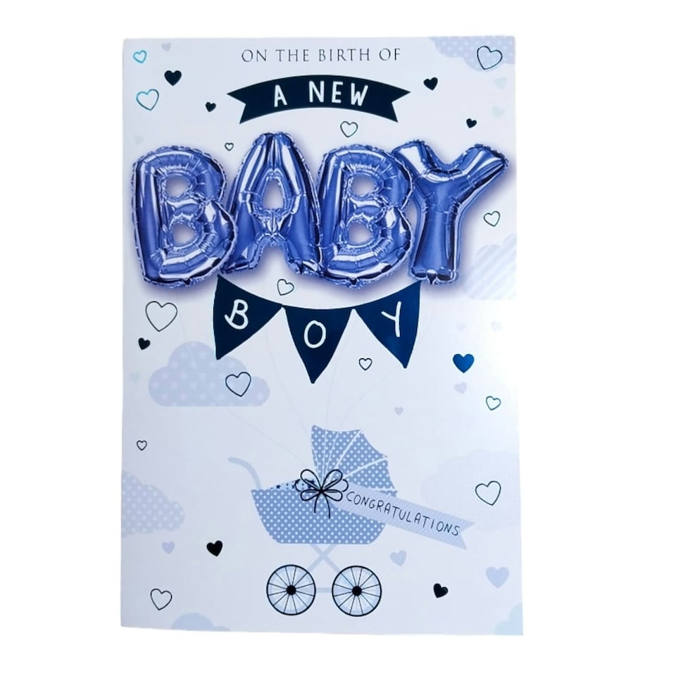 image 1 of On The Birth of a New Baby Boy Balloon Boutique Greeting Card