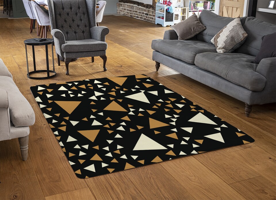 image 1 of Triangles On Black Rug | Multi