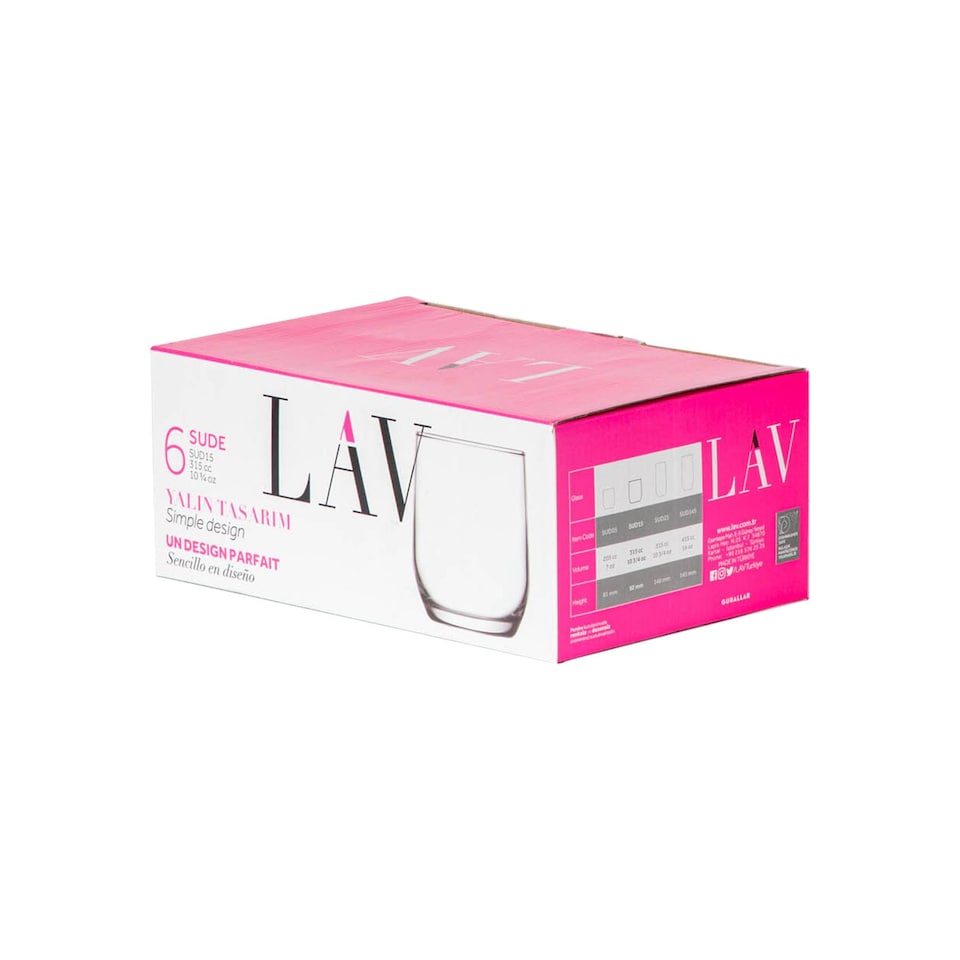 image 1 of LAV Sude Whisky Glasses - 315ml - Clear - Pack of 6 | Clear | Clear
